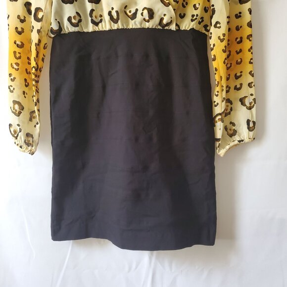 Nicole Miller Women's Leopard Print Top Black Bottom Cold Shoulder Dress Size 8 - Picture 5 of 13